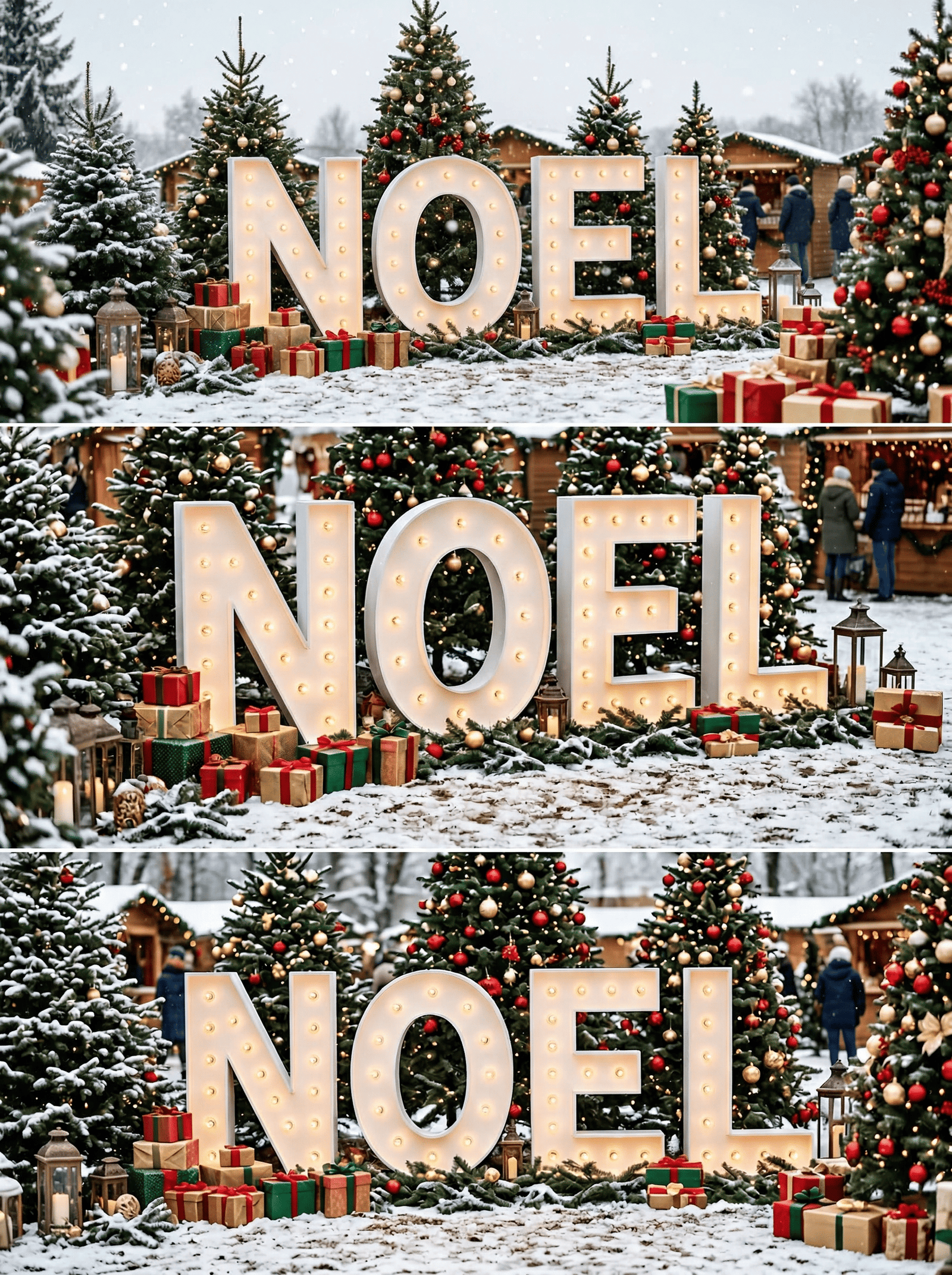 Lettres géantes lumineuses NOEL décor marché de Noël.